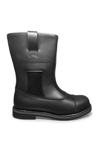 Bota militar con placa anti perforación caña alta tipo campana